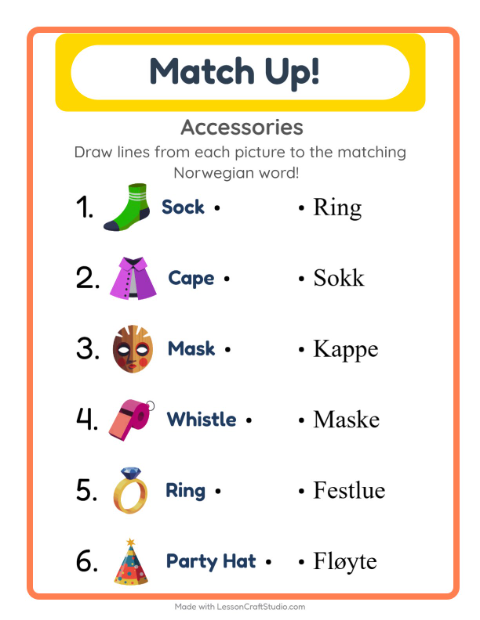 Picture-word match – Accessories