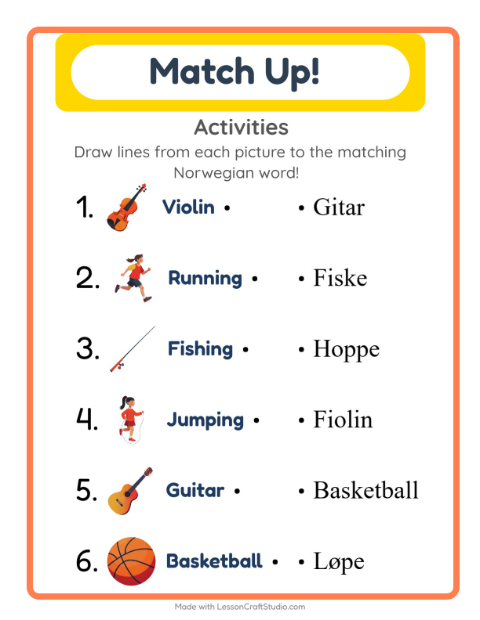 Picture-word match – Activities