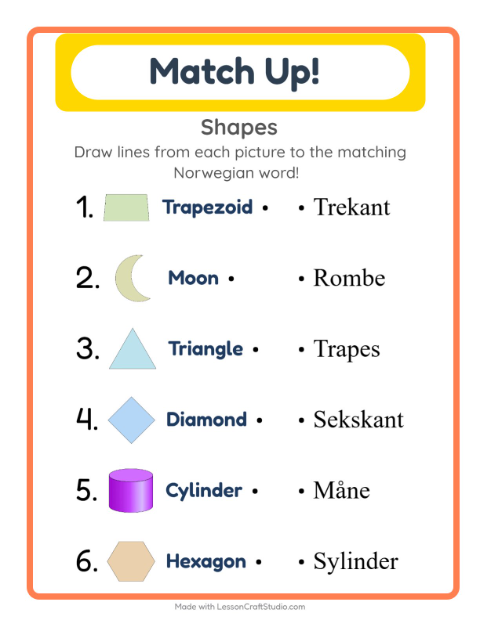 Picture-word match – Shapes