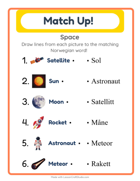 Picture-word match – Space