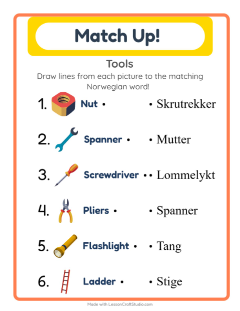 Picture-word match – Tools