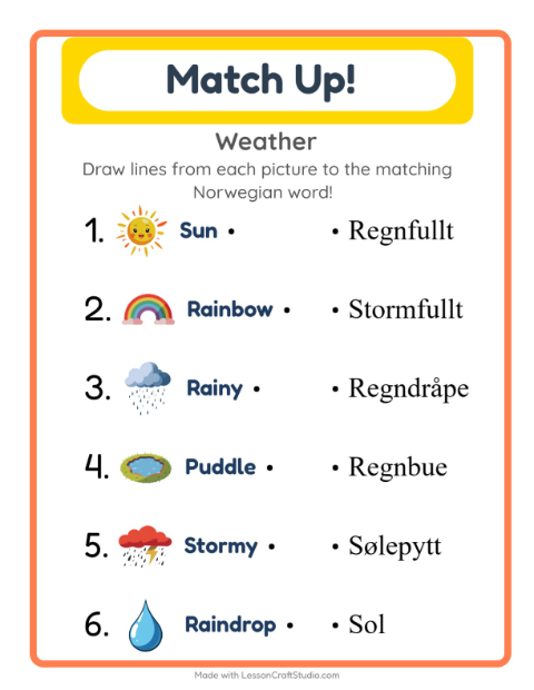 Picture-word match – Weather
