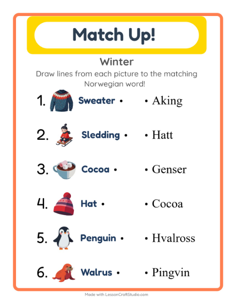 Picture-word match – Winter