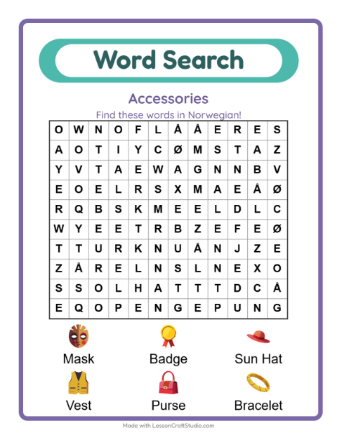 Picture word search – Accessories
