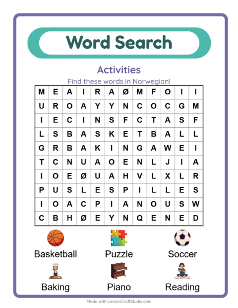 Picture word search – Activities
