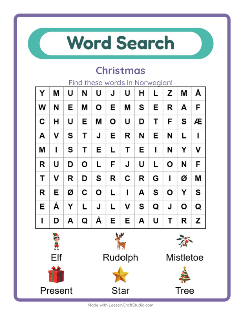 Picture word search – Christmas