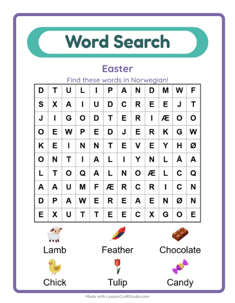 Picture word search – Easter