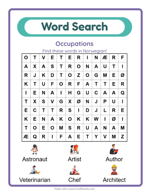 Picture word search – Community Helpers
