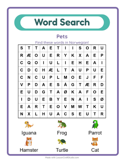 Picture word search – Pets