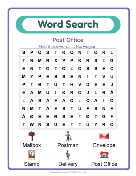 Picture word search – Post Office