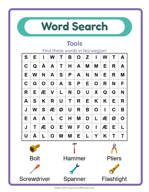 Picture word search – Tools