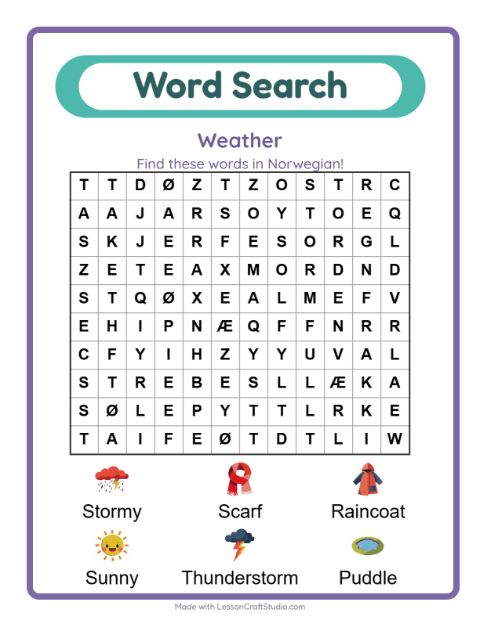 Picture word search – Weather