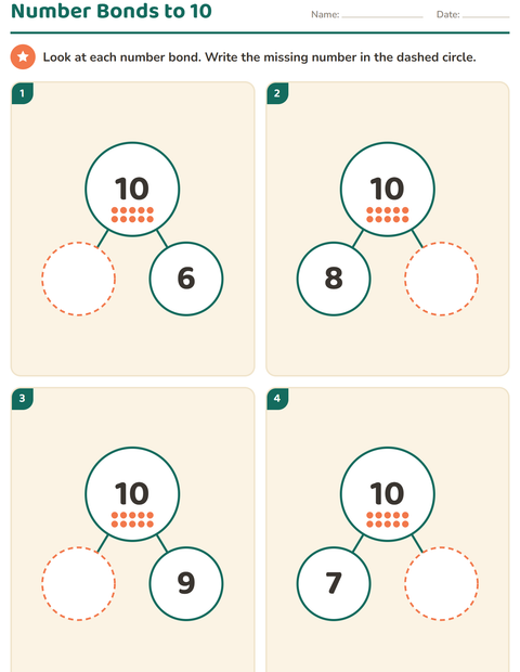 Preview of Number Bonds worksheet for kindergarten