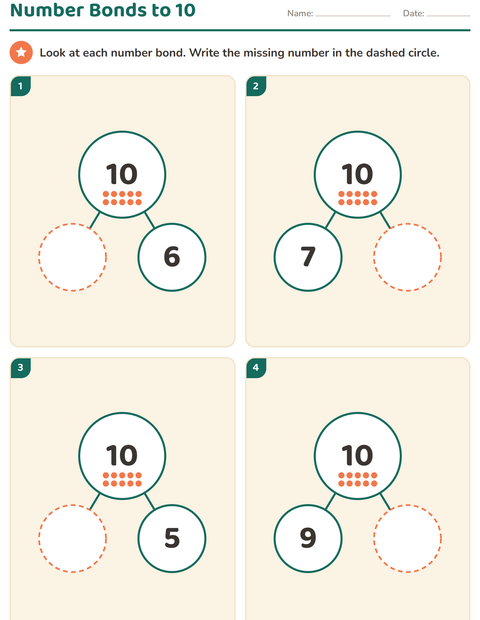 Preview of Number Bonds worksheet for kindergarten