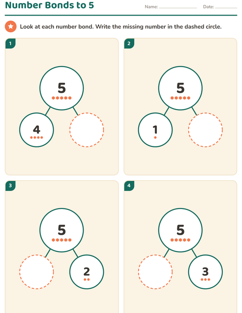 Preview of Number Bonds worksheet for kindergarten