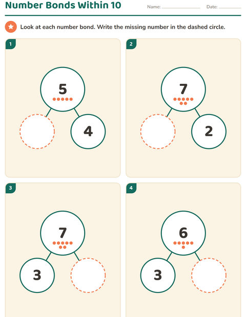 Preview of Number Bonds worksheet for kindergarten