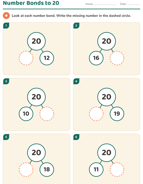 Preview of Number Bonds worksheet for kindergarten