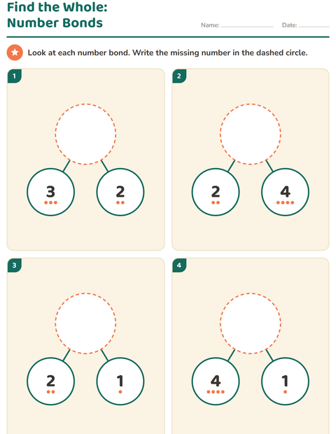 Preview of Number Bonds worksheet for kindergarten