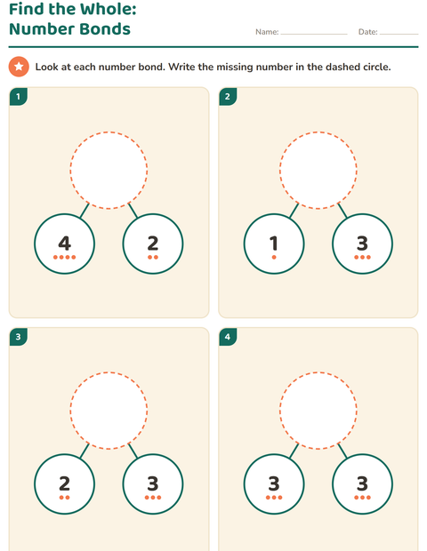 Preview of Number Bonds worksheet for kindergarten