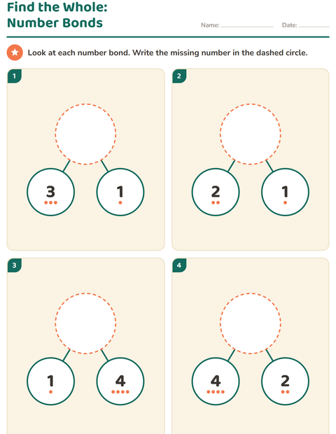 Preview of Number Bonds worksheet for kindergarten