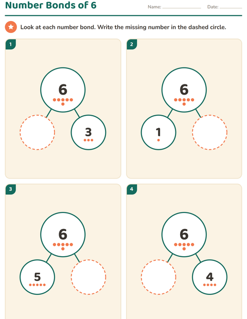 Preview of Number Bonds worksheet for kindergarten