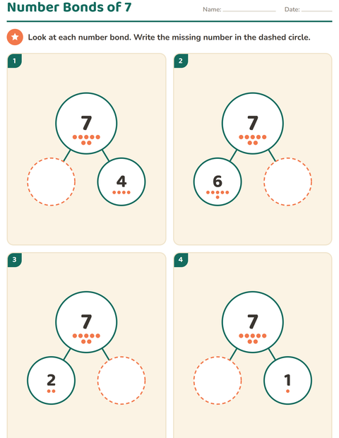 Preview of Number Bonds worksheet for kindergarten