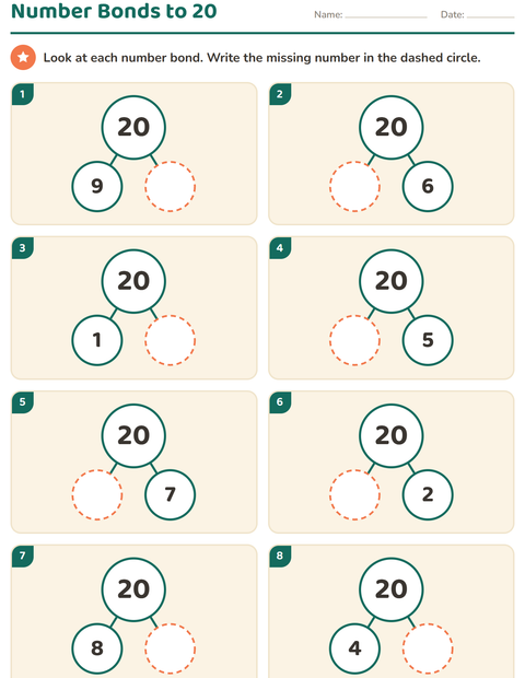 Preview of Number Bonds worksheet for kindergarten
