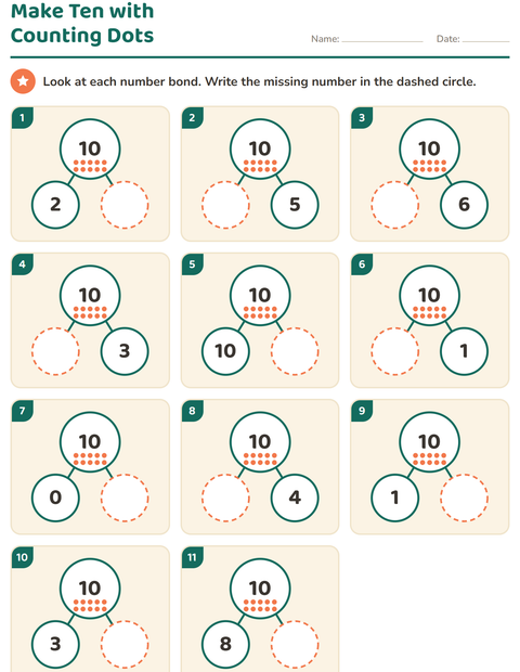 Preview of Number Bonds worksheet for kindergarten
