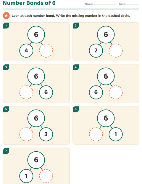 Preview of Number Bonds worksheet for kindergarten
