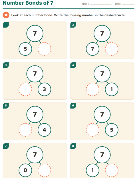 Preview of Number Bonds worksheet for kindergarten
