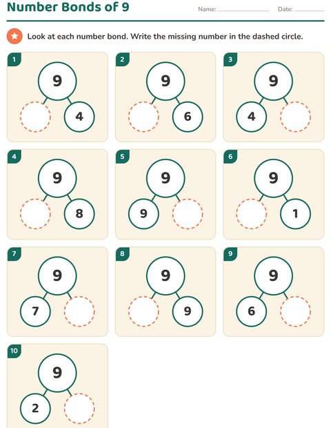 Preview of Number Bonds worksheet for kindergarten