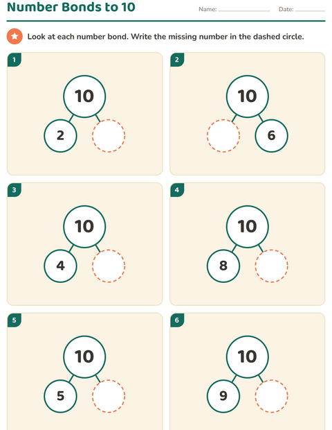 Preview of Number Bonds worksheet for kindergarten