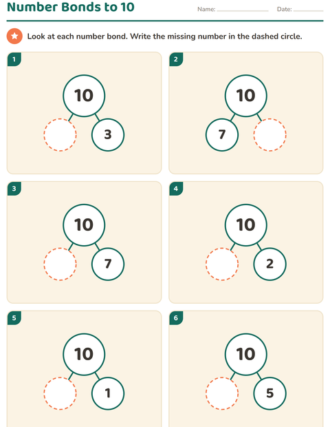 Preview of Number Bonds worksheet for kindergarten