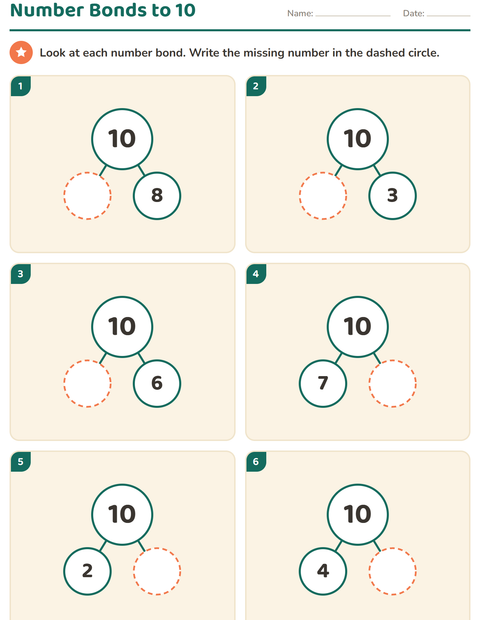 Preview of Number Bonds worksheet for kindergarten