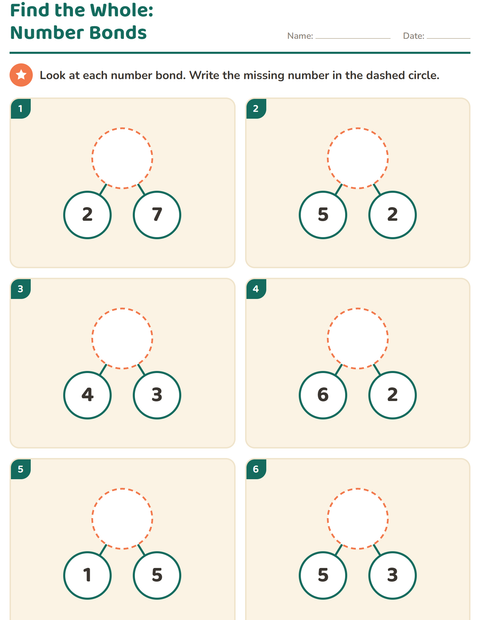 Preview of Number Bonds worksheet for kindergarten