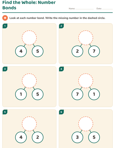 Number Bonds: Find the Missing Whole