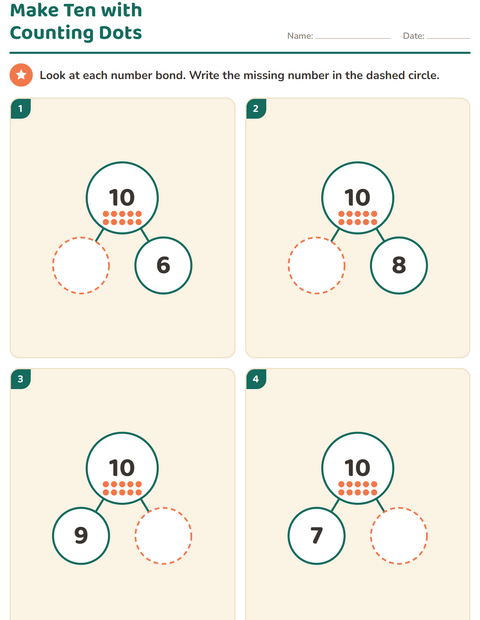 Preview of Number Bonds worksheet for kindergarten