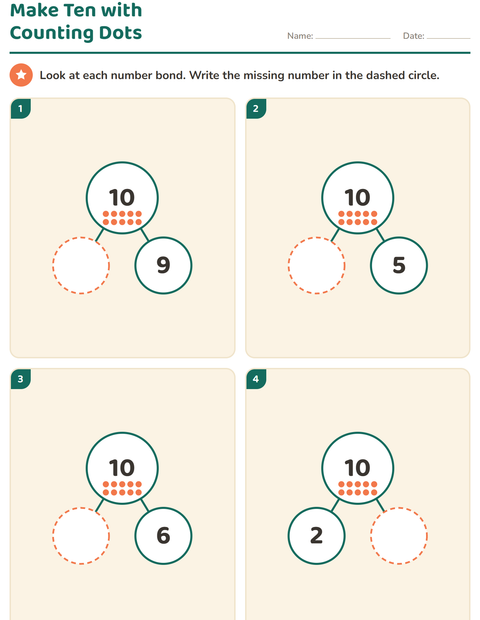 Preview of Number Bonds worksheet for kindergarten