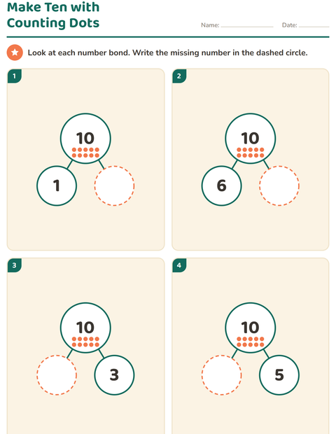 Preview of Number Bonds worksheet for kindergarten