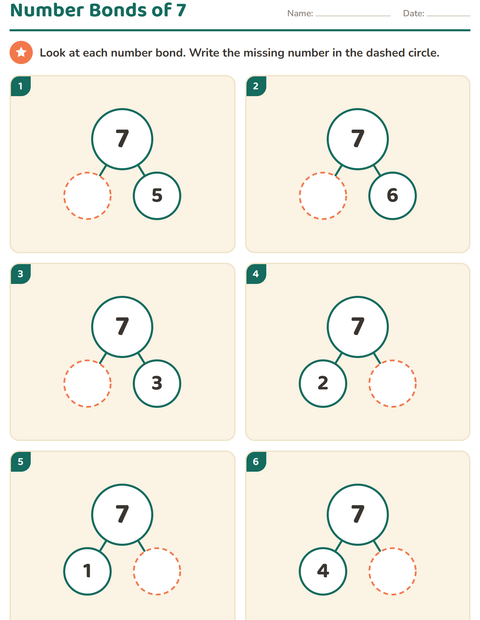 Preview of Number Bonds worksheet for kindergarten