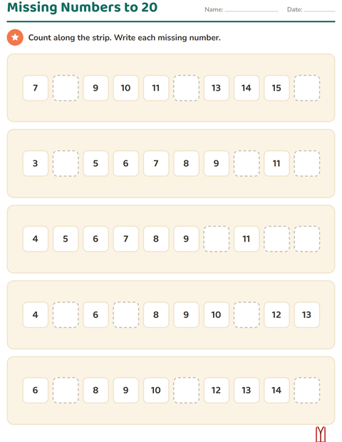 Preview of Number Charts worksheet featuring Accessories for kindergarten