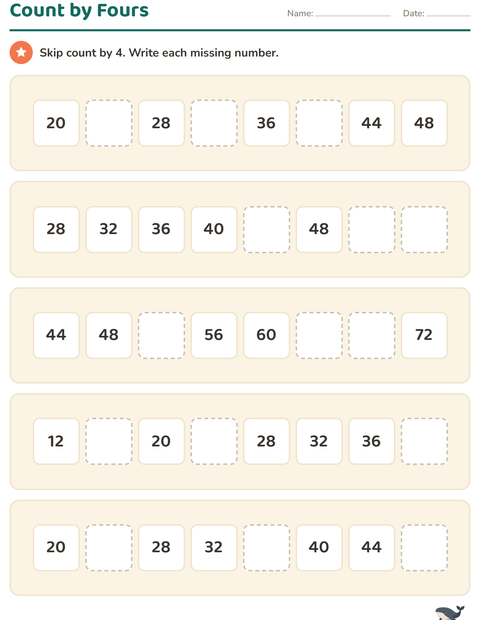 Preview of Number Charts worksheet featuring Animals for grade 2