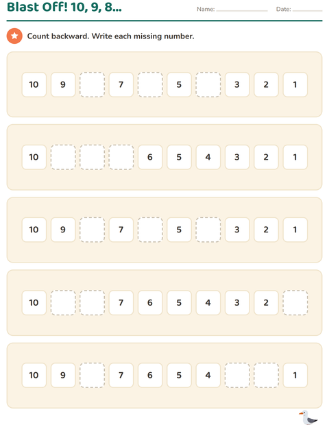 Kindergarten Number Worksheets: Missing Numbers, Before and After — 2