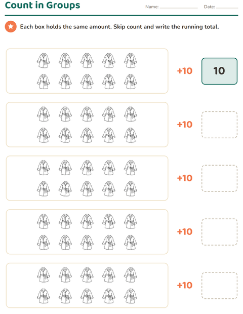 Preview of Number Charts worksheet featuring Apparel BW for grade 1
