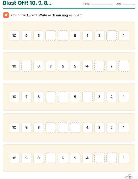 Preview of Number Charts worksheet featuring Apparel BW for kindergarten