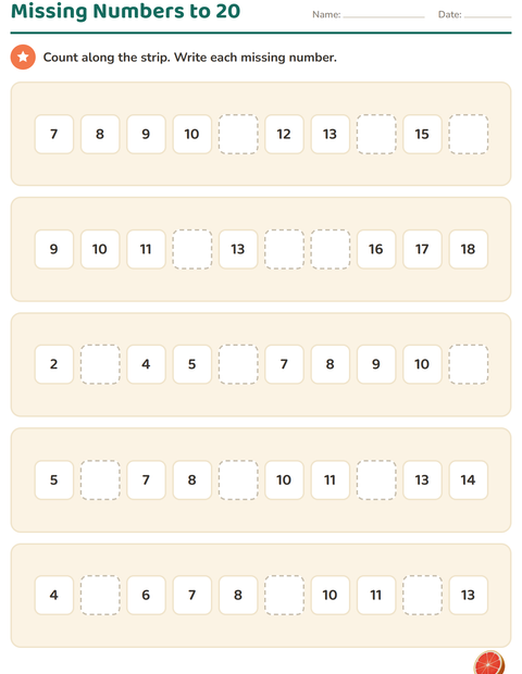 Preview of Number Charts worksheet featuring Breakfast for kindergarten