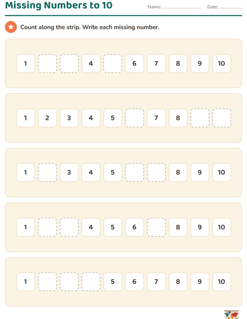 Preview of Number Charts worksheet featuring Classroom for kindergarten