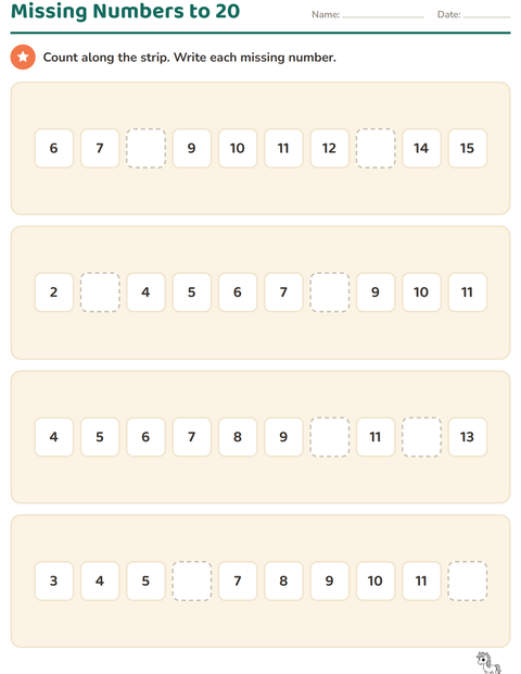 Preview of Number Charts worksheet featuring Animals BW 5 for kindergarten