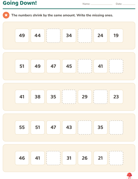 Preview of Number Charts worksheet featuring Beach for grade 3
