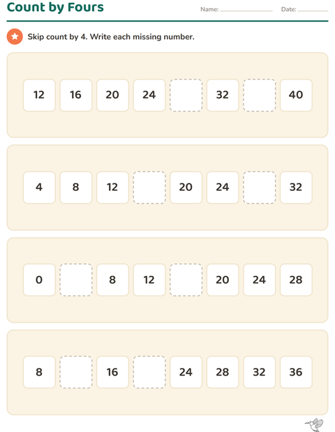 Preview of Number Charts worksheet featuring Birds BW for grade 2